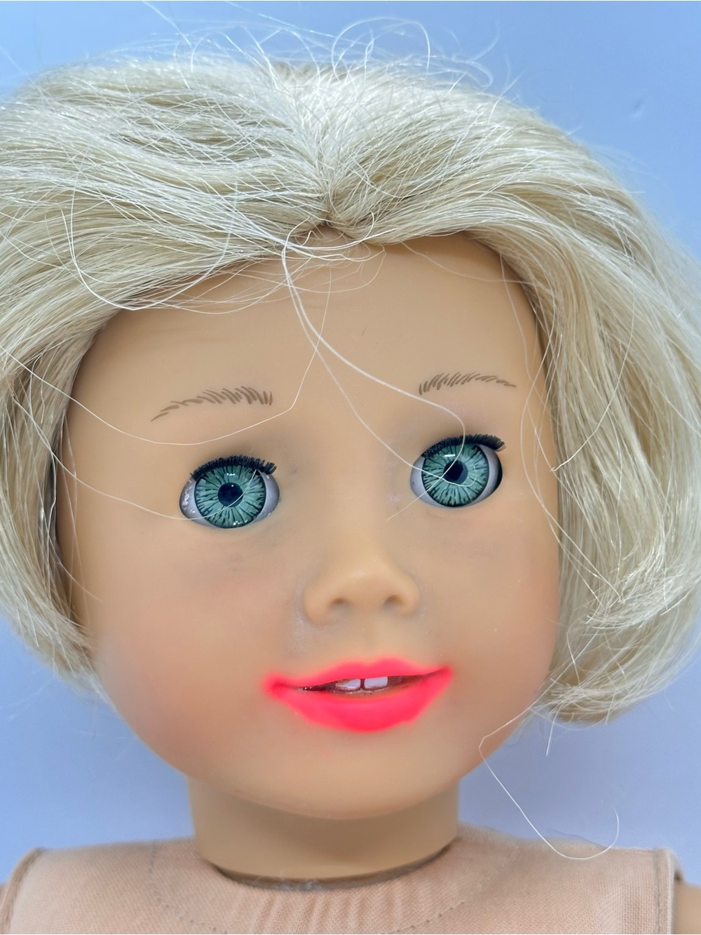 2014 American Girl Blonde Hair Blue Eyes 18" Doll With Cloth Body Needs TLC Nude - Picture 3 of 15